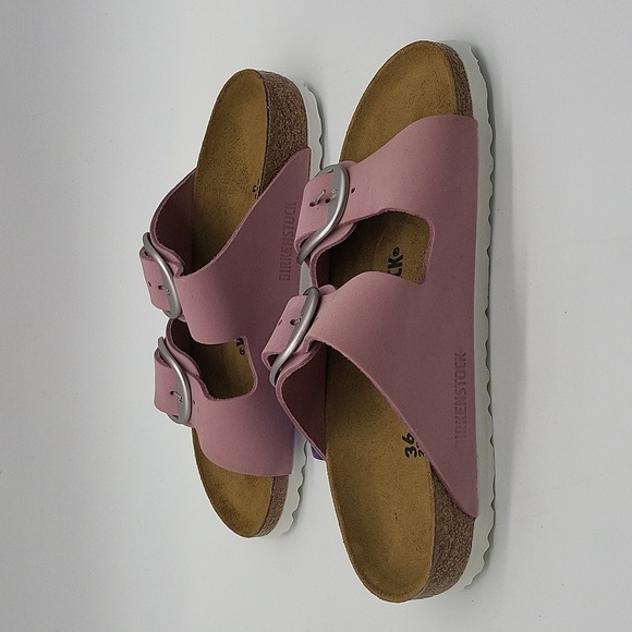 556- Birkenstock Arizona Big Buckle Sandals Pink Leather Size 36 EU / 5 US NWT - Picture 7 of 11